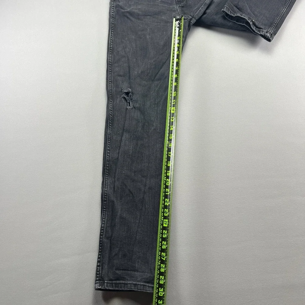 Wrangler Retro Jeans Womens 20 Black Denim Stretch Distressed Slim Straight Leg